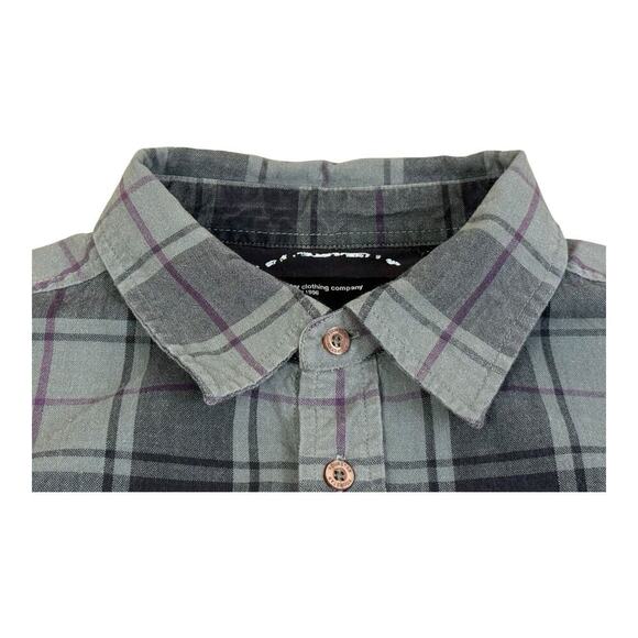 Fourstar Flannel Shirt Mens Medium Gray Purple Plaid Street Pirate Skate - Picture 14 of 16